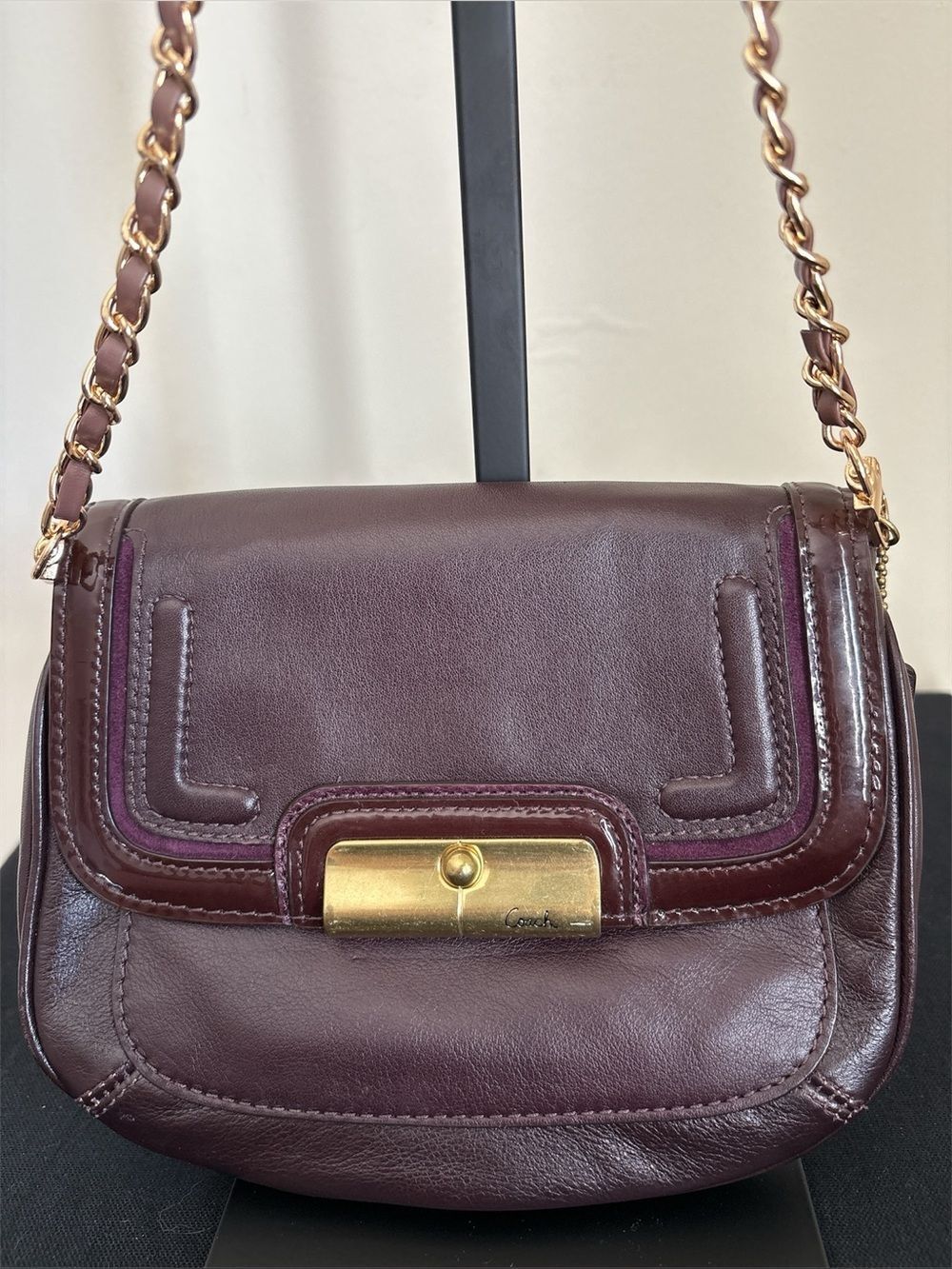 Coach Kristin Plum Purple Leather Crossbody Bag w/ Gold Hardware & Hangtag Y2K - Picture 3 of 5
